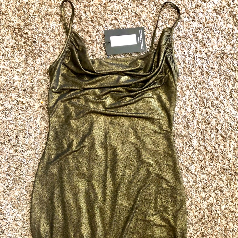 Slinky Sparkly Gold BodyCon Dress Brand New Tags